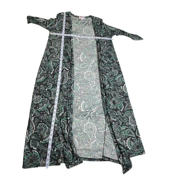 LuLaRoe Sarah Gray Green Paisley Linen Blend Long Cardigan Duster Small - Picture 5 of 5